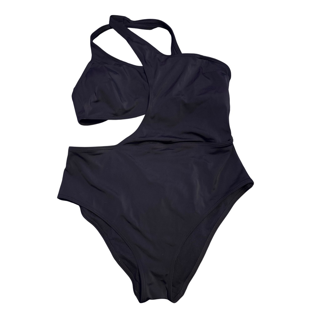 Adore Me Alaine Black One Shoulder Cutout One Piece Swimsuit Large
